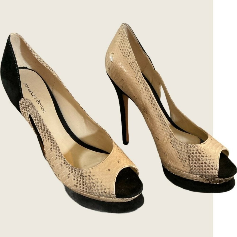 $795 Alexandre Birman Python Snakeskin Platforms … - image 2